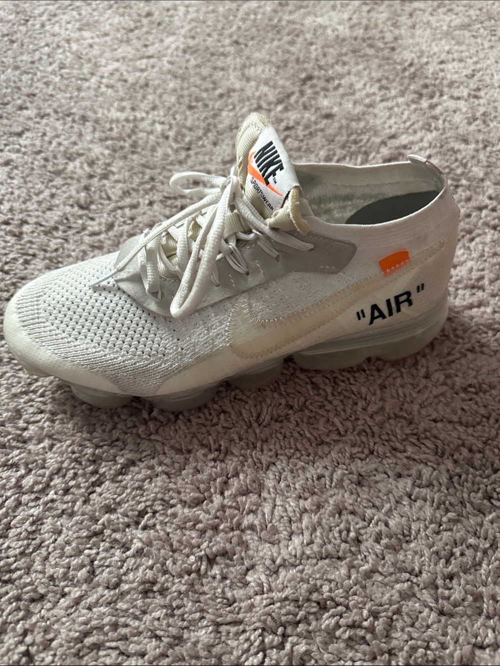 Nike Women's Cream Knit Air-Inspired Sneakers with Orange Tab